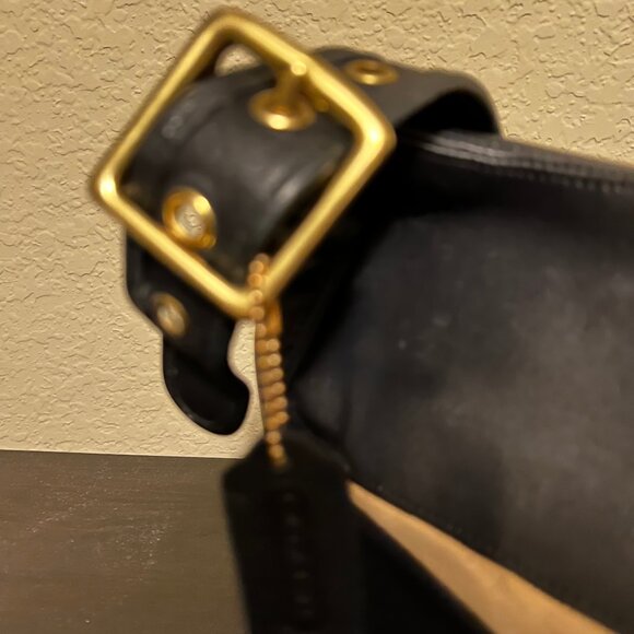 Coach Black Leather Shoulder Bag with Gold Accents - Picture 4 of 15